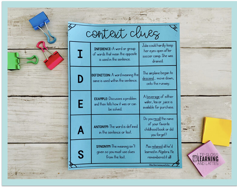 Tips For Teaching Context Clues Lip Gloss Learning And Lattes