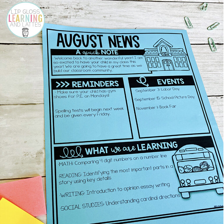 what to include in a classroom newsletter