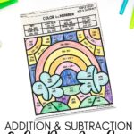addition and subtraction color by number sheets for every season