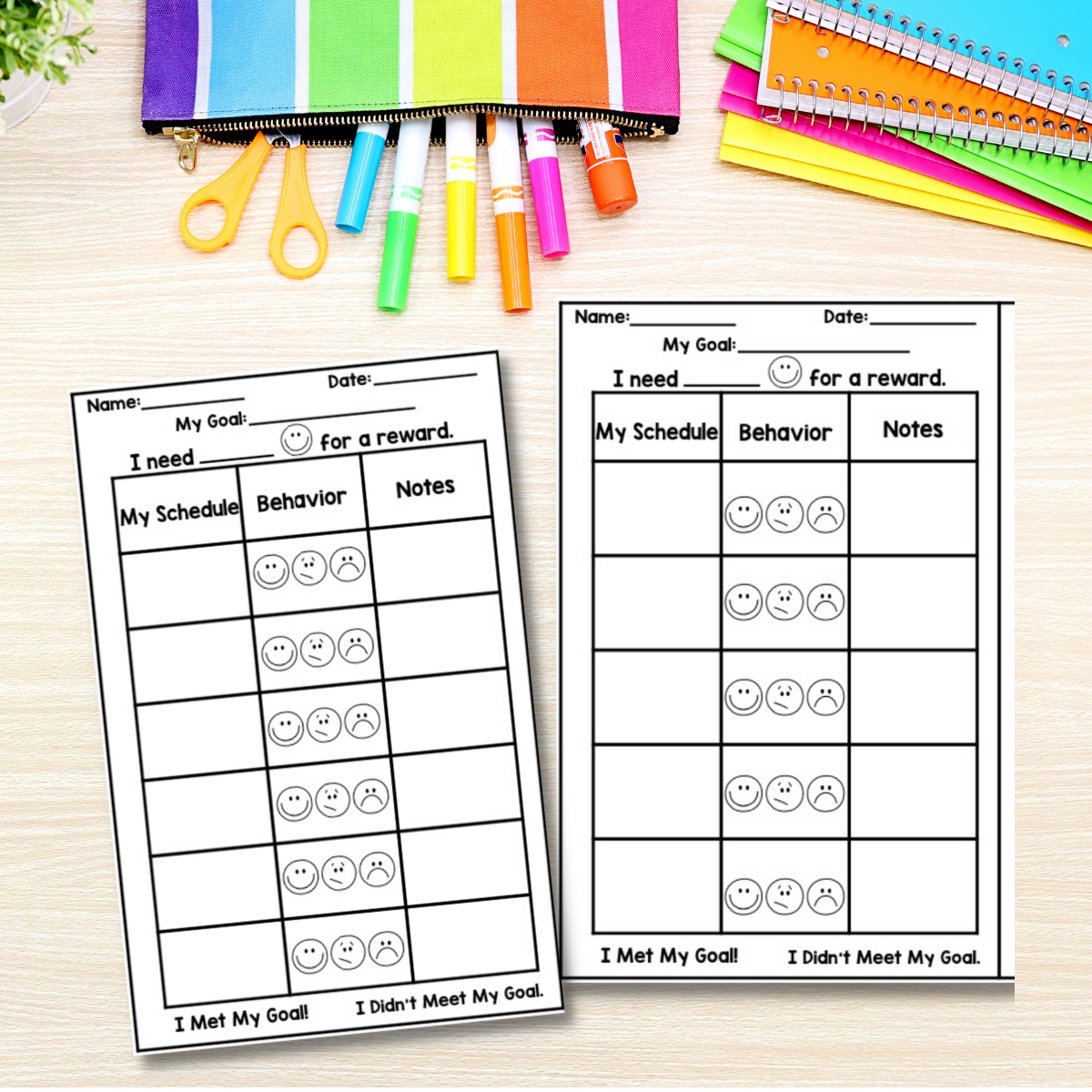 Editable behavior charts for elementary students. 
