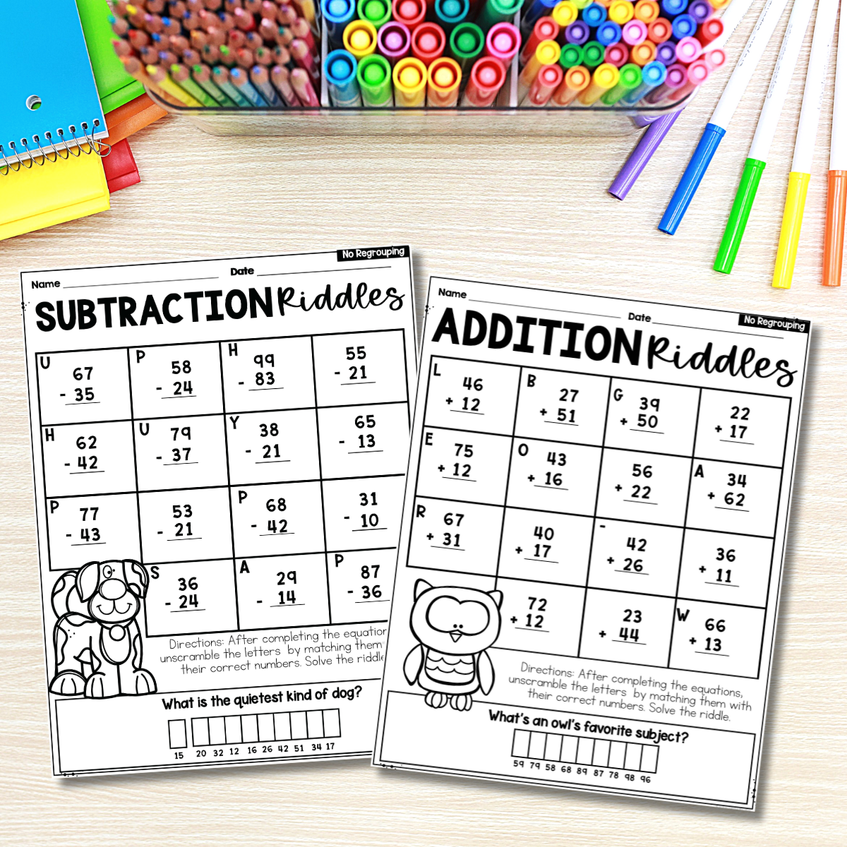 addition-and-subtraction-math-riddle-worksheets