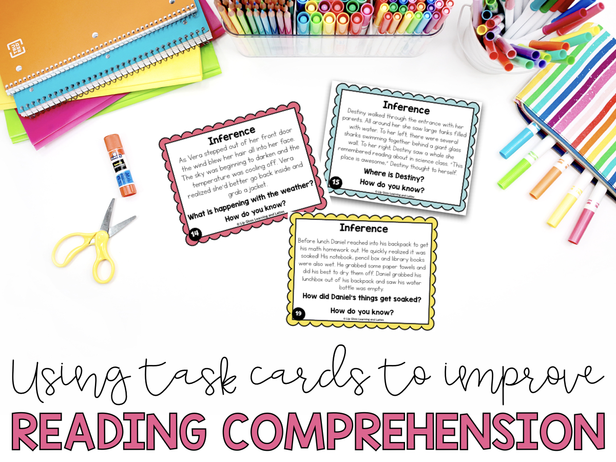 Reading task cards to practice comprehension at end of year. 