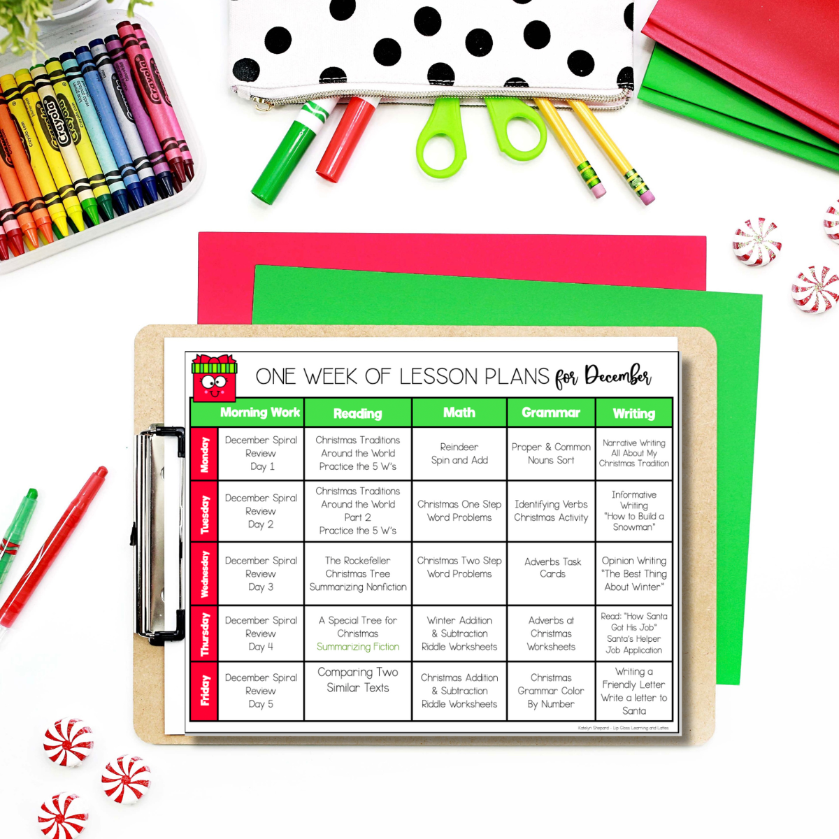 2nd grade December lesson plans freebie.