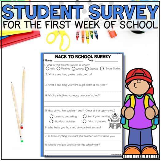 First week of school student survey.