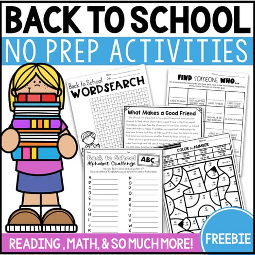 Back to school activities for 2nd and 3rd grade freebie. 