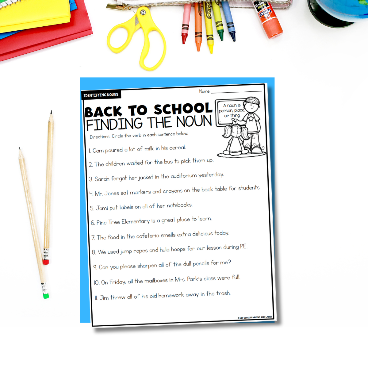 Back to school activities for the first week of school grammar practice.
