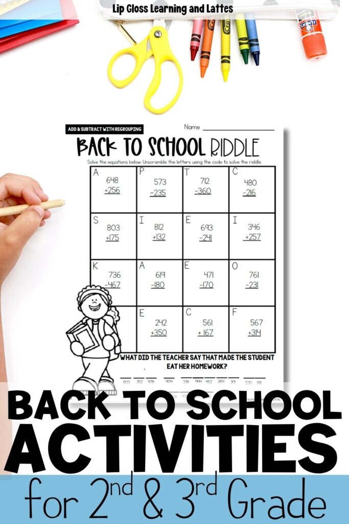 Back to school activities for 2nd and 3rd grade.