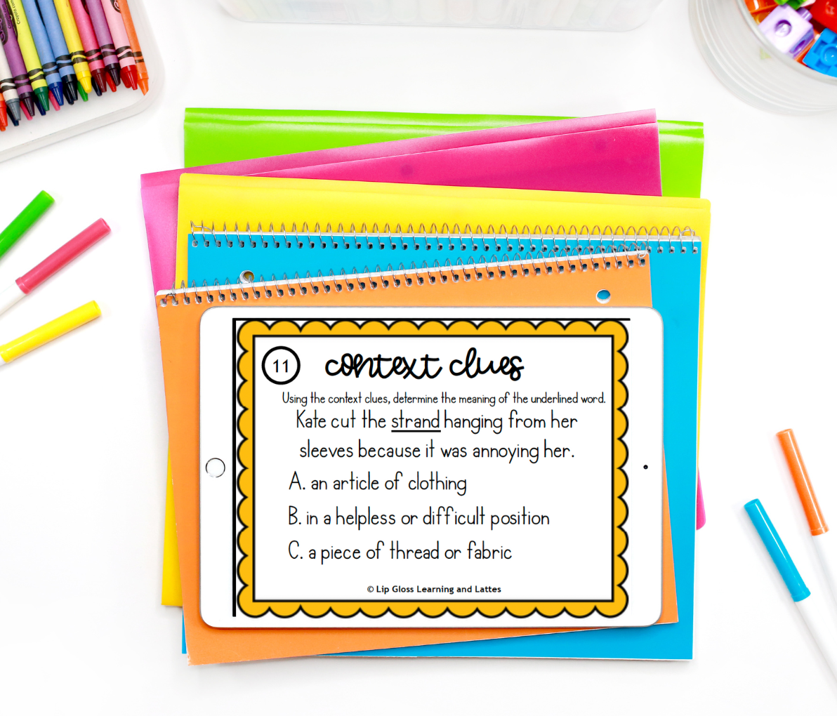 Context clues boom cards for vocabulary practice. 