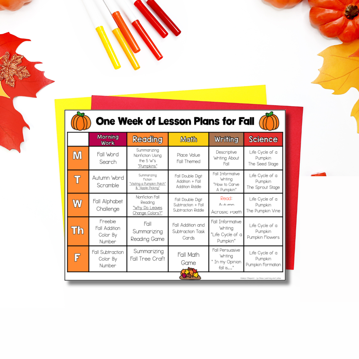 2nd grade Lesson plans for fall.