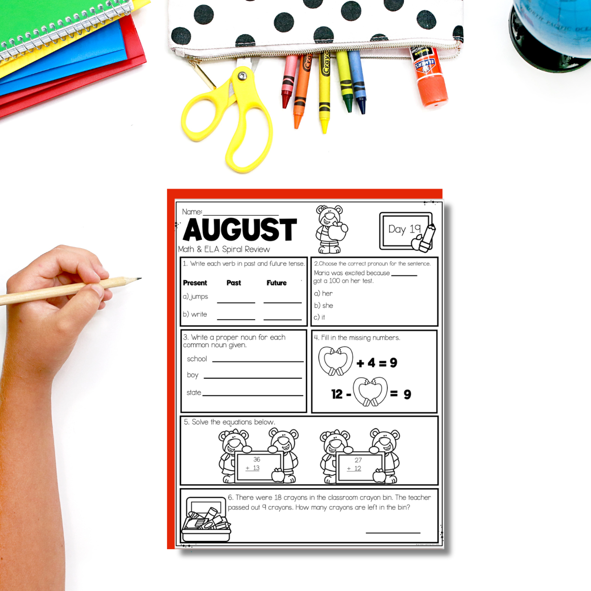 Back to school August Morning work for 2nd grade. 