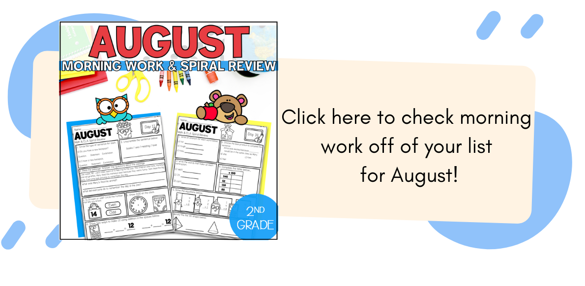 August morning work for 2nd grade pack here. 
