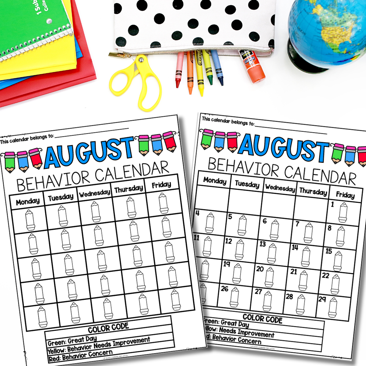 Editable monthly behavior calendars for the year.